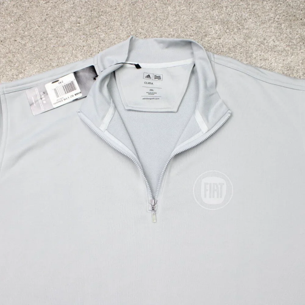 Adidas Sweatshirt NWT Mens 2XL XXL Gray ClimaLite‎ 1/4 Zip Pullover FIAT Logo